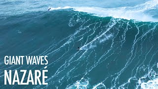 The Big Wave Surfers of Nazaré  GIANT WAVES November 24 2022 4K drone footage [upl. by Meekar]