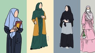 Hijab Cartoon Muslim Girls  Anime Muslimah Girls Most Beautiful Picture ❤️🖤 Hijabi Animated Girls [upl. by Amleht261]