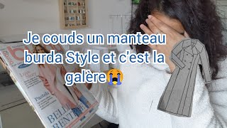 je couds un manteau burda 😱 une vraie galère 😭 attention ceci nest pas un tuto 😉 [upl. by Dnar]