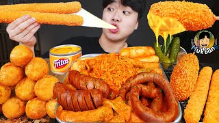 ASMR MUKBANG 직접 만든 대왕 가래떡 떡볶이 불닭볶음면 핫도그 먹방 amp 레시피 FIRE NOODLES AND Tteokbokki EATING SOUND [upl. by Harragan]