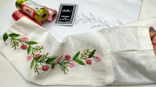 Amazing silk thread hand embroidery sleeve tutorial for beginnershand embroidery with silk thread [upl. by Rolyab484]