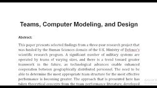 Teams Computer Modeling and Design [upl. by Neffets]