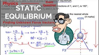 Static Equilibrium  Finding Unknown Force Vectors [upl. by Noval]