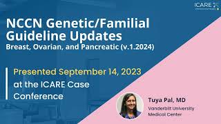 NCCN GeneticFamilial Guideline Updates Breast Ovarian Pancreatic V12024 [upl. by Swinton776]