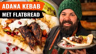 Adana Kebab heerlijk op de BBQ  Adana met flatbread BBQ Recept [upl. by Alad559]