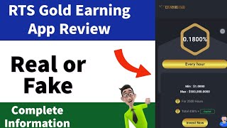 Rts Gold Real or Fake  RTS Gold Earning App Review  Withdrawal Proof  RTS Gold Website [upl. by Aratak]