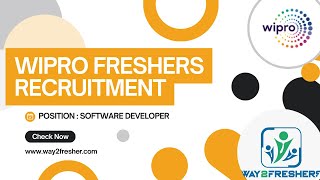 Wipro Freshers Recruitment For Software Developer Role  Way2Freshers [upl. by Daisey963]