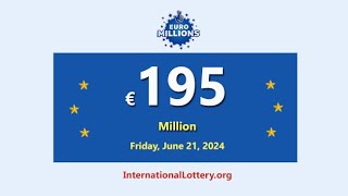 Result of Euro Millions on June 18 2024  Jackpot rises to €195000000 [upl. by Cirenoj]