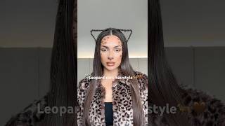 Try this leopardcat ears hairstyle for Halloween🐆🤎 hairstyle hairhacks halloweenhair [upl. by Aenad]