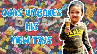 Ojas unboxes his new toys  Unboxing with Papa  Mumma and Nityansh [upl. by Ky343]