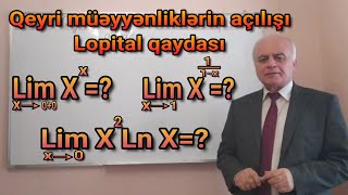 Ali Riyaziyyat Dərs 17Qeyri müəyyənliklərin açılışı Lopital qaydası [upl. by Dnaloy458]