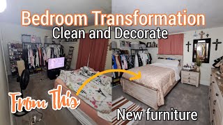 CLEAN and DECORATE my MESSY ROOM with meBEDROOM TRANSFORMATIONNEW BEDROOM FURNITURE [upl. by Spatola602]