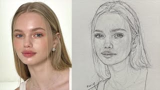 Learn to draw a beautiful girls face step by step using the Loomis method [upl. by Nwaf193]