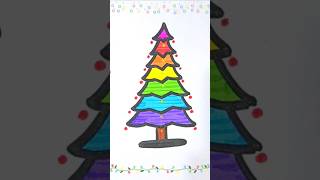 Rainbow Christmas Tree Art 🎄🌈 shorts christmastree [upl. by Artinahs]