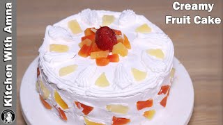 Creamy Fruit Cake Recipe Without Oven  2020 Eid Recipes  Kitchen With Amna [upl. by Zins299]