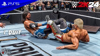 WWE 2K24  Cody Rhodes vs AJ Styles  I Quit Match Clash at the Castle 2024  PS5™ 4K60 [upl. by Mord]