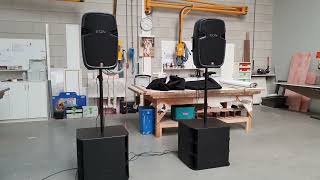 Turbosound Milan M18B Combined With JBL EON 515 Active Speaker Setup Test PA Audio Soundcheck [upl. by Yltnerb]