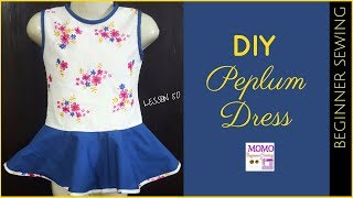 DIY Peplum Dress  Sew Easy Peplum for Baby  Beginners Sewing Lesson 50 No Pattern [upl. by Auqcinahs]