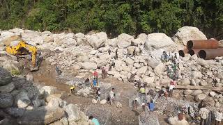 gabion wall work in river [upl. by Jared]