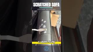 How to Repair SCRATCHED LEATHER DIY  scratched leather restoration  leather repairing howto diy [upl. by Amikahs]