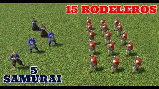 Age of empires 3 5 samurai vs 15 rodeleros [upl. by Eenolem425]