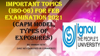 CAPITAL ASSET PRICING MODEL AND TYPES OF EXPOSURES  IBO06  IGNOU  MCOM IGNOUepathshalabySimran0108 [upl. by Romona]