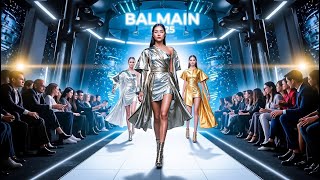 High Fashion  Balmain Spring Summer 2025 Fashion Show and Model Life Song [upl. by Laura]