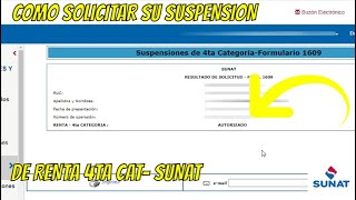 solicitar suspension de renta 4ta categoria sunat 2024 [upl. by Dat642]