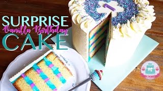 SURPRISE INSIDE VANILLA BIRTHDAY CAKE Recipe amp Decorating Tutorial  Abbyliciousz [upl. by Itoc]