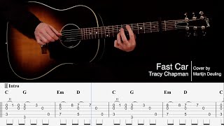 Fast Car  Tracy Chapman Guitar cover with Tabs [upl. by Ellmyer]