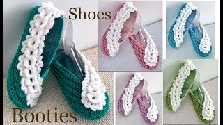 ZAPATOS Bonitos Lindos Nuevo Modelo PANTUFLAS Tamaño Adulto Tejido de Cuadrado a Crochet [upl. by Aihsetel]