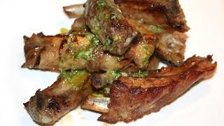 Iberico roasted ribs with garlic sauce parsley and lemon [upl. by Ahsilad]