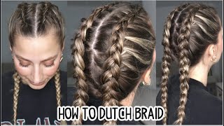 HOW TO DUTCH BRAID YOUR OWN HAIR BEGINNER TUTORIAL Short Medium and Long Hairstyle [upl. by Kauslick]