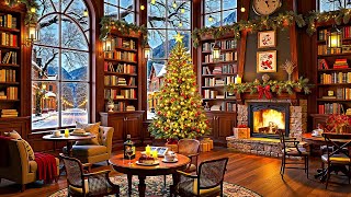 Cozy Christmas Coffee Shop Ambience 🎄 Smooth Jazz Instrumental Music amp Crackling Fireplace for Relax [upl. by Karissa]