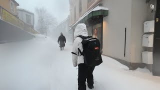 Snowstorm walk in Tønsberg Norway [upl. by Odab]