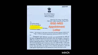 Appointment Letter  UPSC ESE 2023  Military Engineering Service  Assistant Director AEECivil [upl. by Koy761]