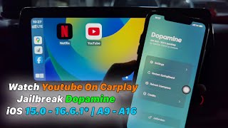 Watch Youtube On Carplay Jailbreak Dopamine  iOS 150  1661  A9  A16 [upl. by Yllehs]