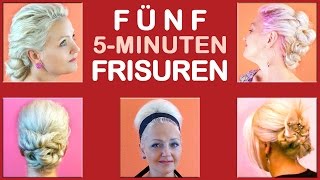 FÜNF 5MINUTENFRISUREN  einfache Frisuren für Alltag Freizeit Arbeit Uni Schule [upl. by Reave]