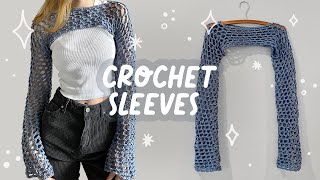 easy fishnet sleevesshrug  crochet tutorial [upl. by Ruenhcs]