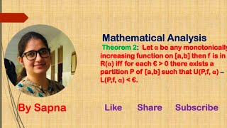 Theorem 2 based on Riemann Stieltjes Integral [upl. by Annemarie]