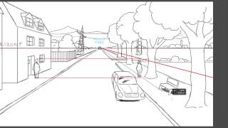 Zeichnen lernen Perspektive Tutorial Bezugslinien und punkte erstellen video2braincom [upl. by Ayerim]