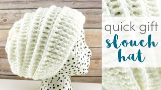 How to Crochet the Quick Gift Slouch Hat [upl. by Enyamart729]