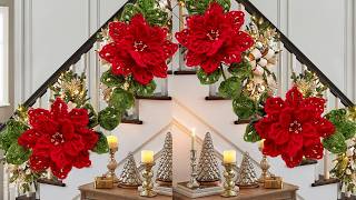 Estas GUIRNALDAS PARA NAVIDAD son las mas hermosas Flores Nochebuena para DECORAR Tu Casa [upl. by Kohl]