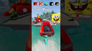 NOOB vs Girl vs PRO vs HACKER vs HEROBRINE Car Jump Challenge 😂 🚗 shorts beamngdrive [upl. by Sucramad47]