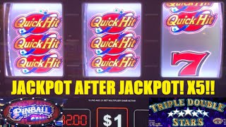 5 JACKPOTS Huge Wins on Quick Hit Triple Double Action Slot machine One of my best sessions EVER [upl. by Anirehtak501]