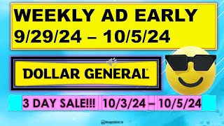 DOLLAR GENERAL WEEKLY AD 92924  10524 [upl. by Pius]