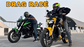 2023 DOMINAR 400 VS RTR 310 DRAG RACE FUN UNLIMITED 400cc Vs 310cc [upl. by Oidualc49]