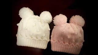 ÇİFT PONPONLU CUPCAKE BEBEK BERESİ Yapımı  21  Birinci bölüm  Knitting Cupcake Baby Hat [upl. by Opaline]