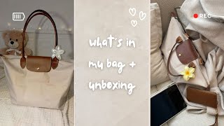 whats in my longchamp bag le pilage  unboxing [upl. by Jamey186]