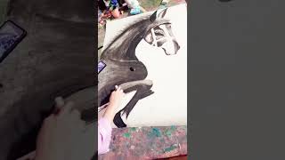 Horse with charcoal art youtubeshorts youtube shorts [upl. by Gasperoni783]